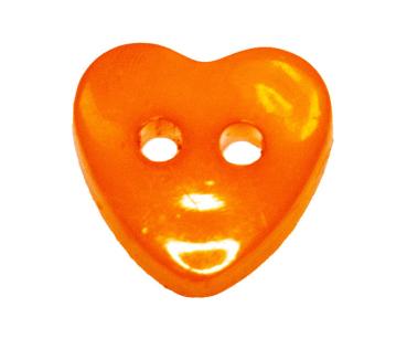 Kids button as heart in orange 12 mm 0,47 inch